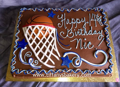 Basketball and Net on Sheet Cake – Tiffany's Bakery