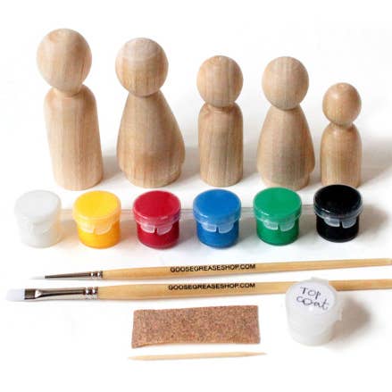 painted wooden peg dolls