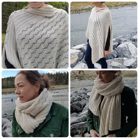 Photos of a beautiful alpaca shawl done by Marianne H. 