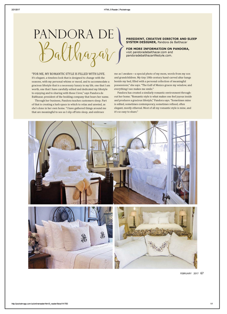 Pandora de Balthazar interviewed Romantic Home magazine