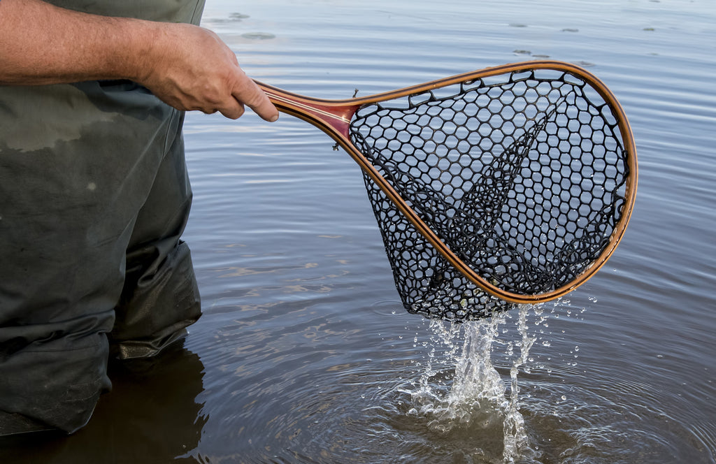 Shot of net in action. Tailwater Outdoors premium quality classic style fishing nets, handmade from high quality woods. Ideal for all fishing and outdoor enthusiasts.