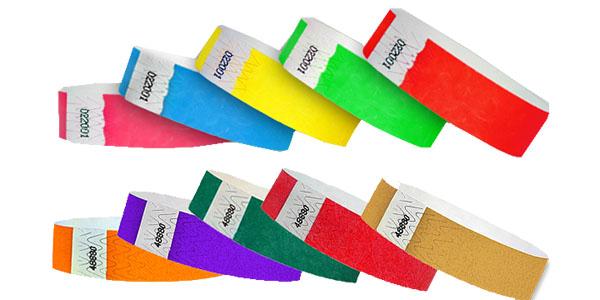 ARM BANDS 400  3/4" 40 each of 10 colors TYVEK WRISTBANDS PAPER WRISTBANDS 