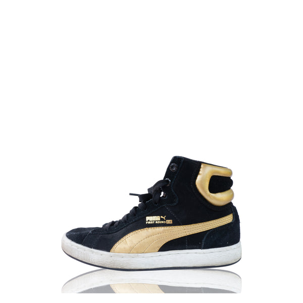 puma high tops black and gold