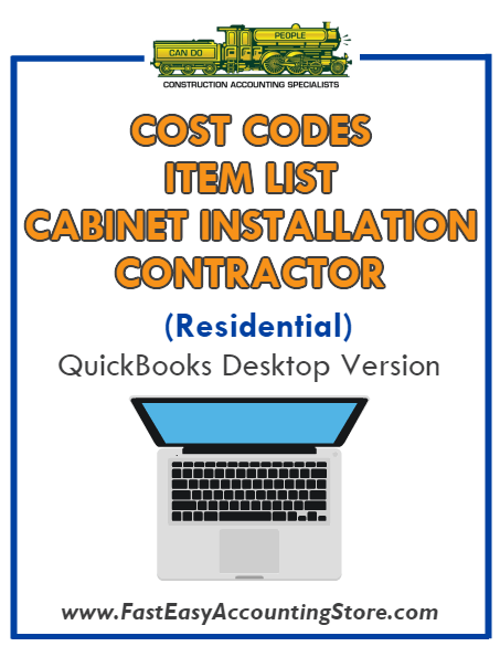 Cabinet Installation Contractor Res Quickbooks Cost Codes Item