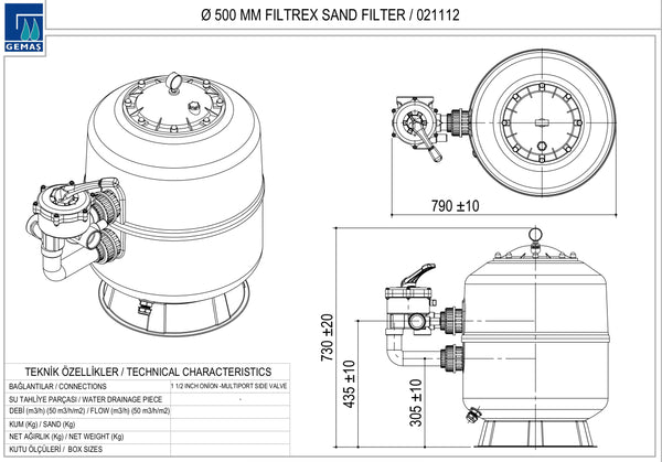 Gemaş Filtrex Havuz Kum Filtresi-500
