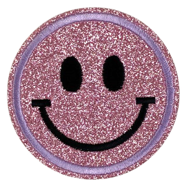 Roze Glitter Emoji Strijk Embleem Patch MegaMooi.nl