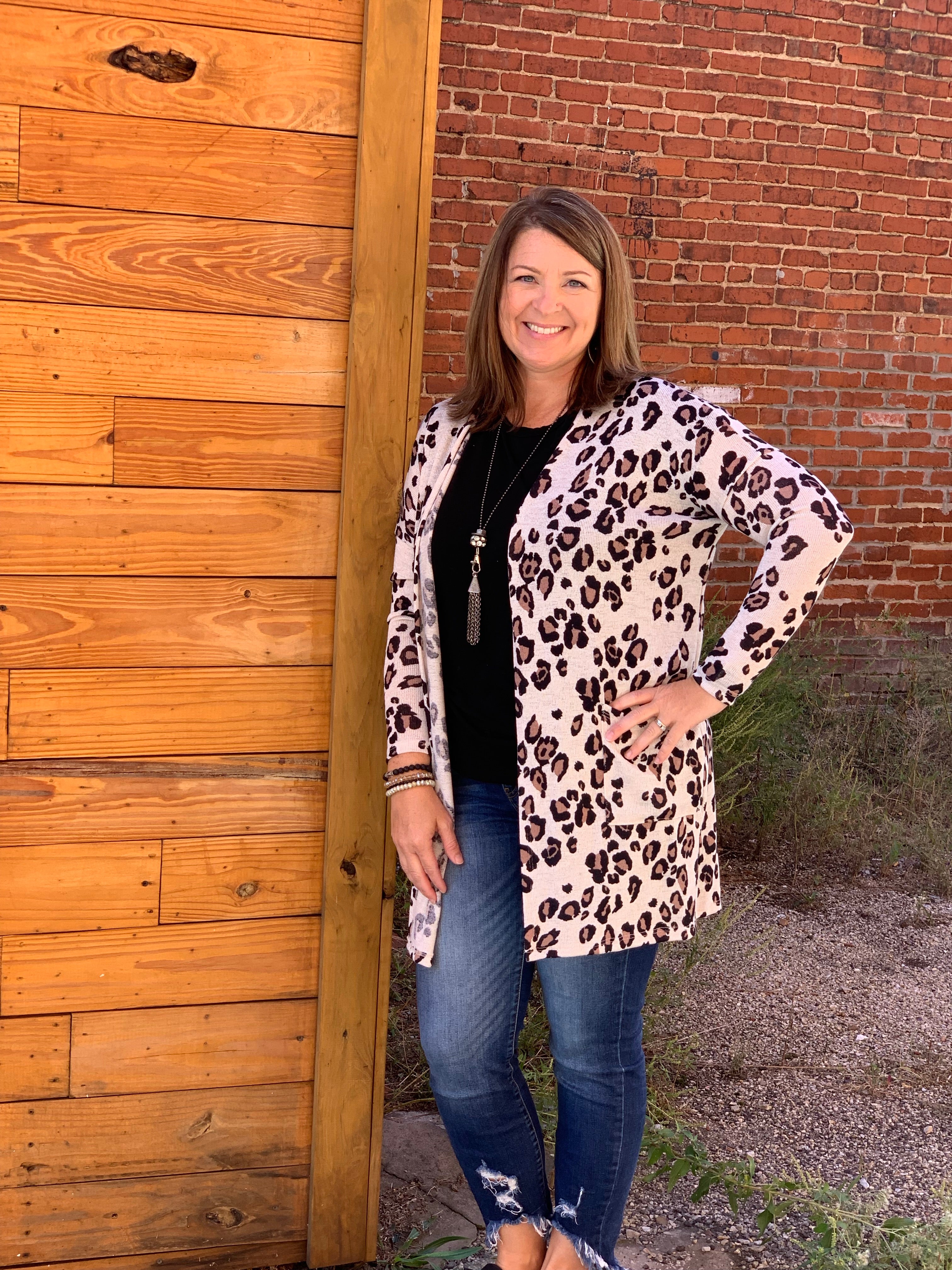 Gia Oatmeal Leopard Cardigan