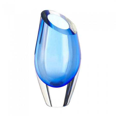 Accent Plus Blue Cut Glass Vase - livezippy