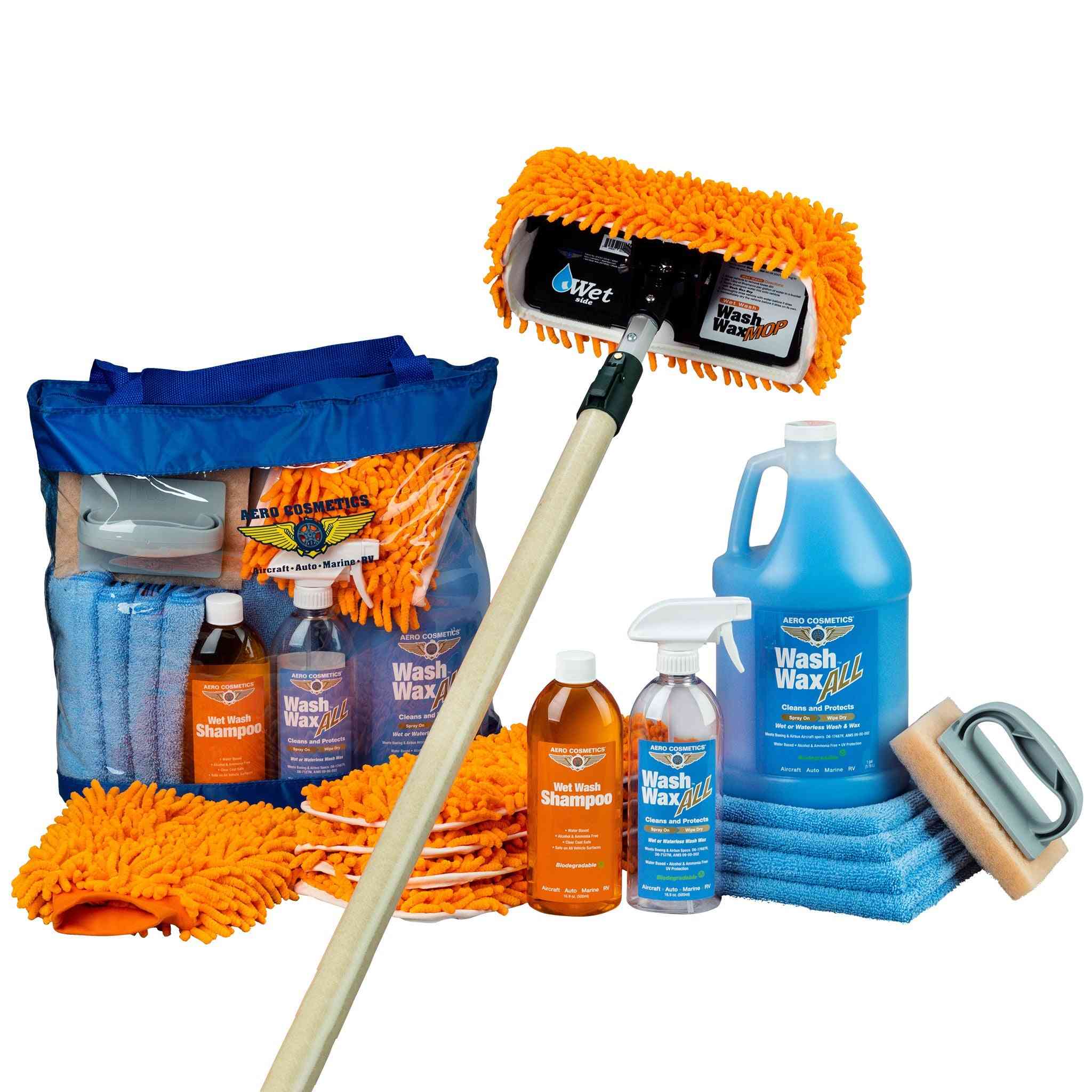 Wet or Waterless Mop 10" Kit w/ Fiberglass Pole [4' 2" to 8"] – Wash Wax ALL