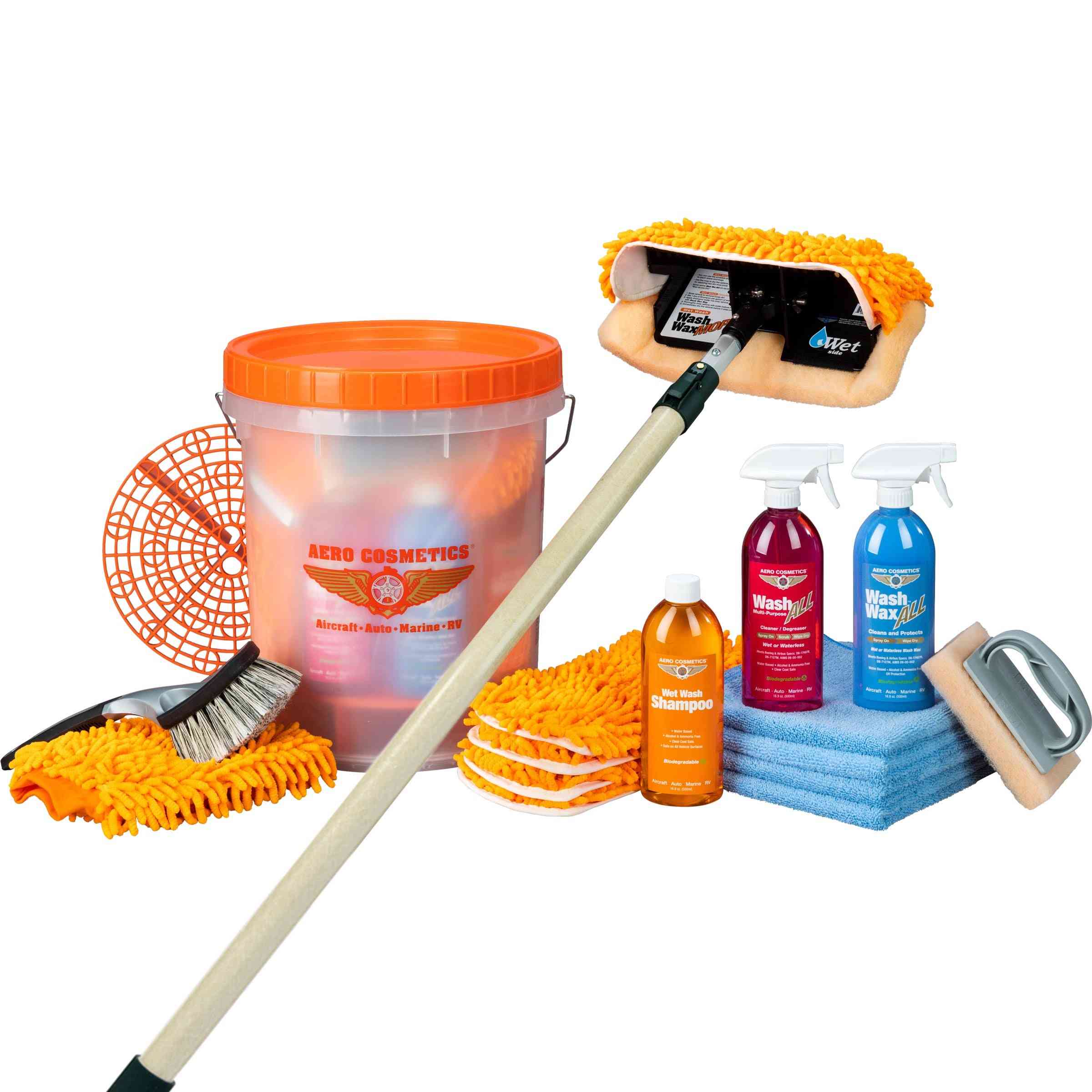 Wet or Waterless Mop 10" Bucket Kit Fiberglass Pole [4' 2" to 7' 8" – Wash Wax ALL