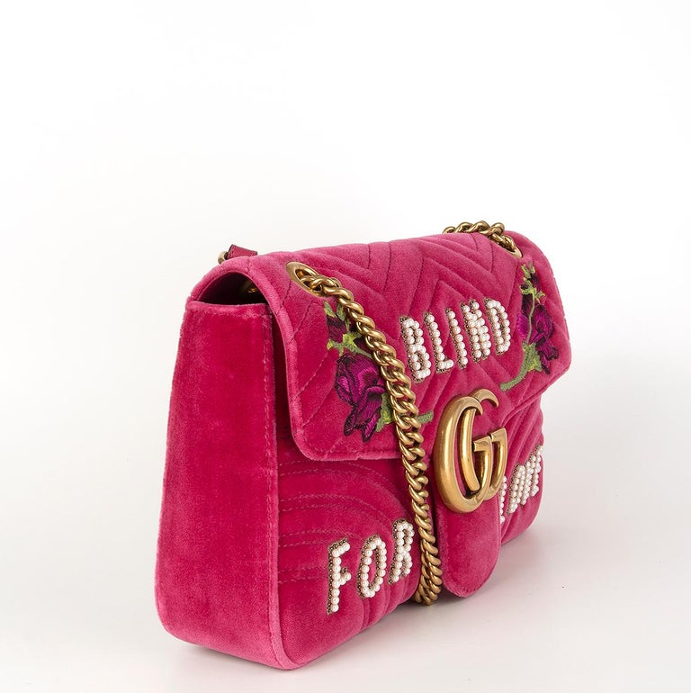 Gucci Blind Love Pink Velvet handbag bag NEW Marmont GG Gold Italy– Bag Lady Shop