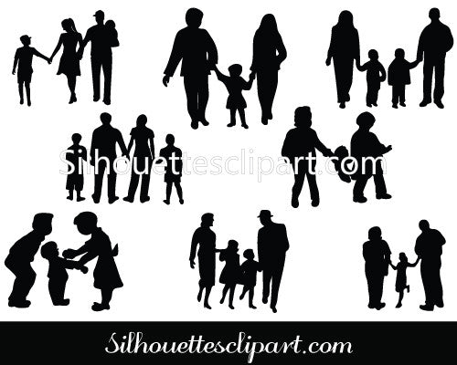 black family silhouette vector