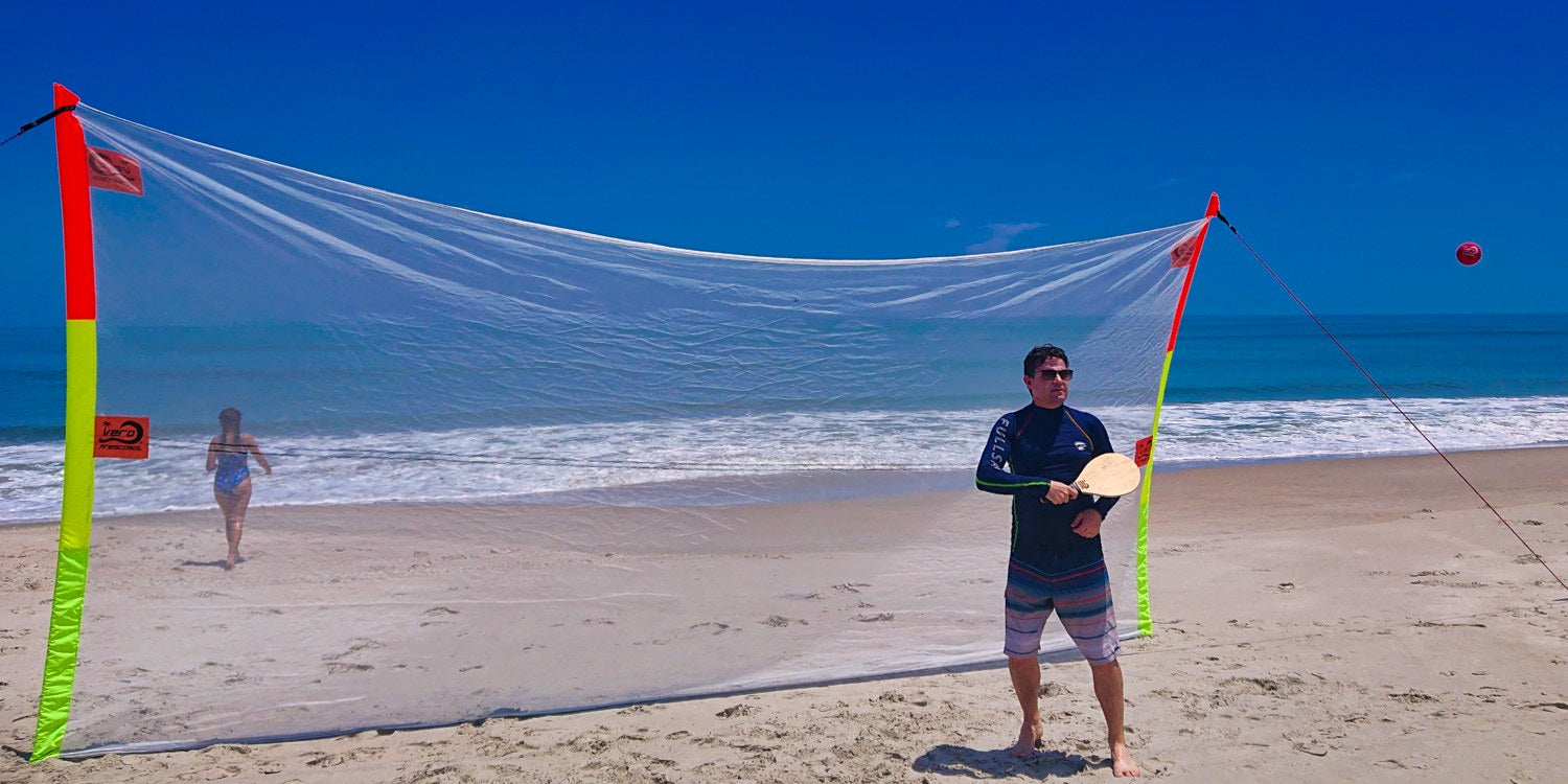 vero frescobol backstop nets by steve green of london united kingdom for beach bat games