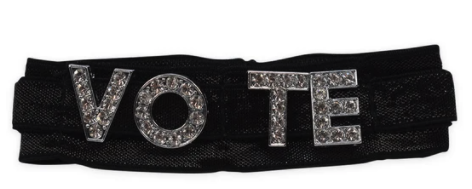 All Black Faux Diamond Vote Ponytailer Elastic Band by HairZing