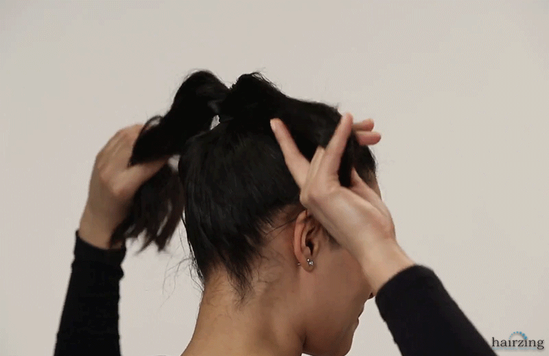 Double Bun Hairstyle Step Two Create the Loops