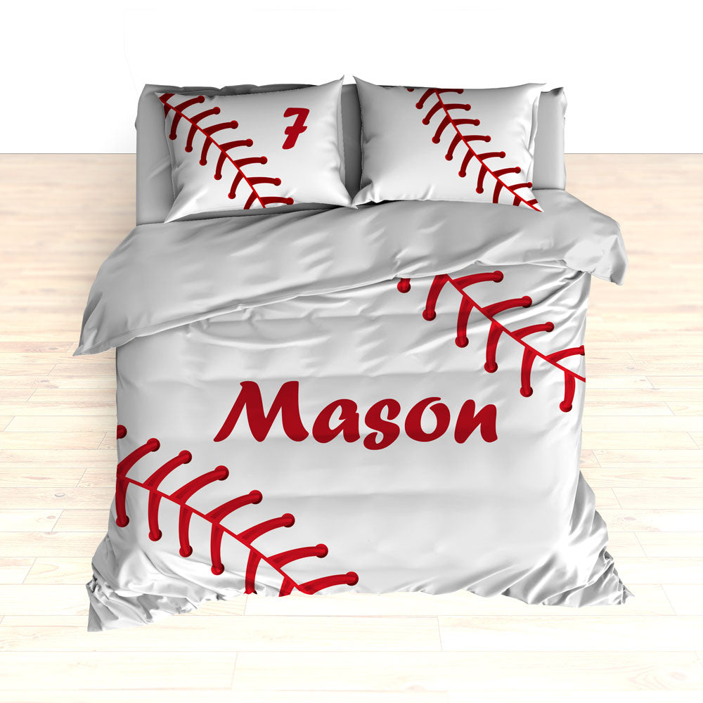 Personalized Baseball Stitches Bedding Comforter Or Duvet