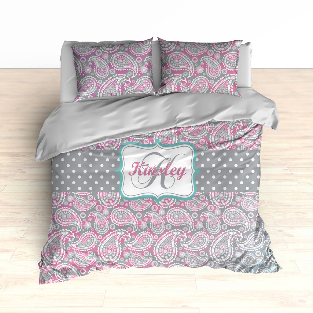 Paisley Pattern Bedding Ombre Color Gradient Purple Pink And