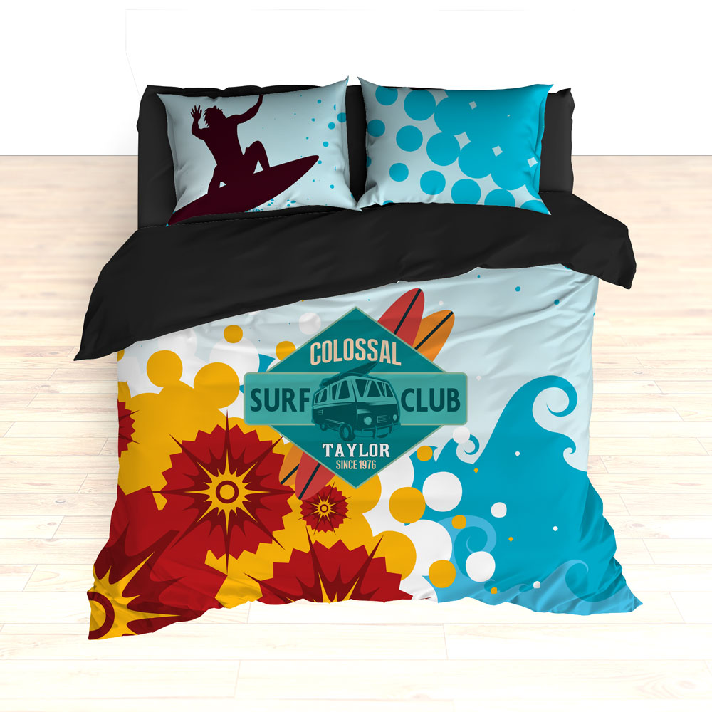 Personalized Surf Bedding Colossal Wave Surfing Duvet Or