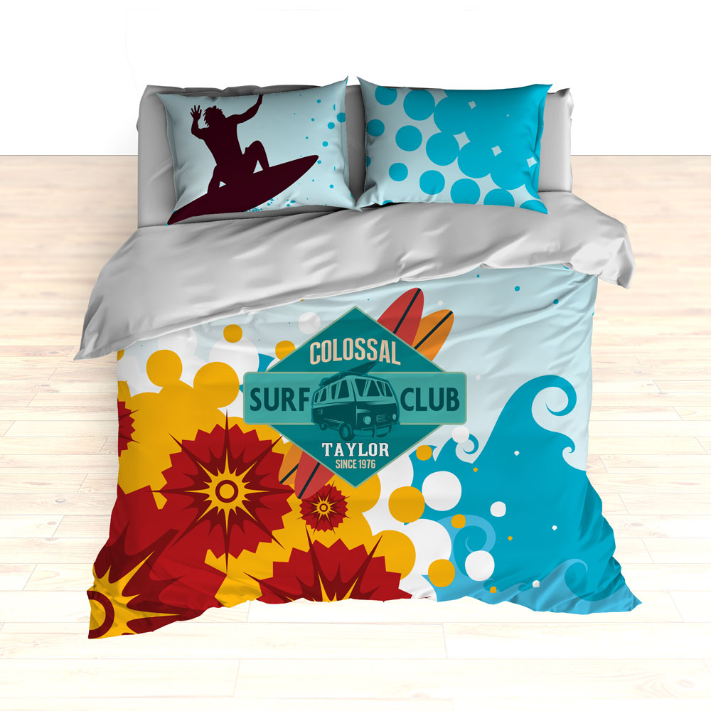 Personalized Surf Bedding Colossal Wave Surfing Duvet Or