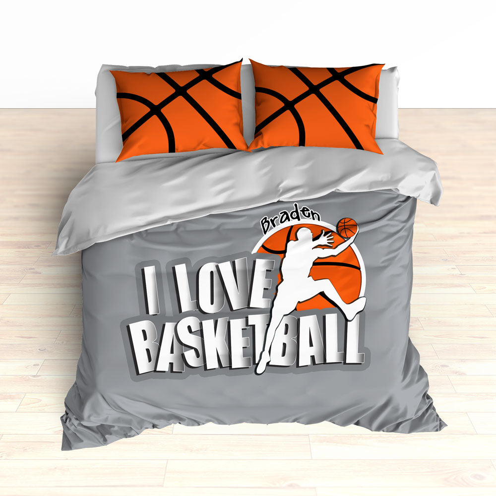 Personalized Basketball Bedding Grey Custom 2cooldesigns