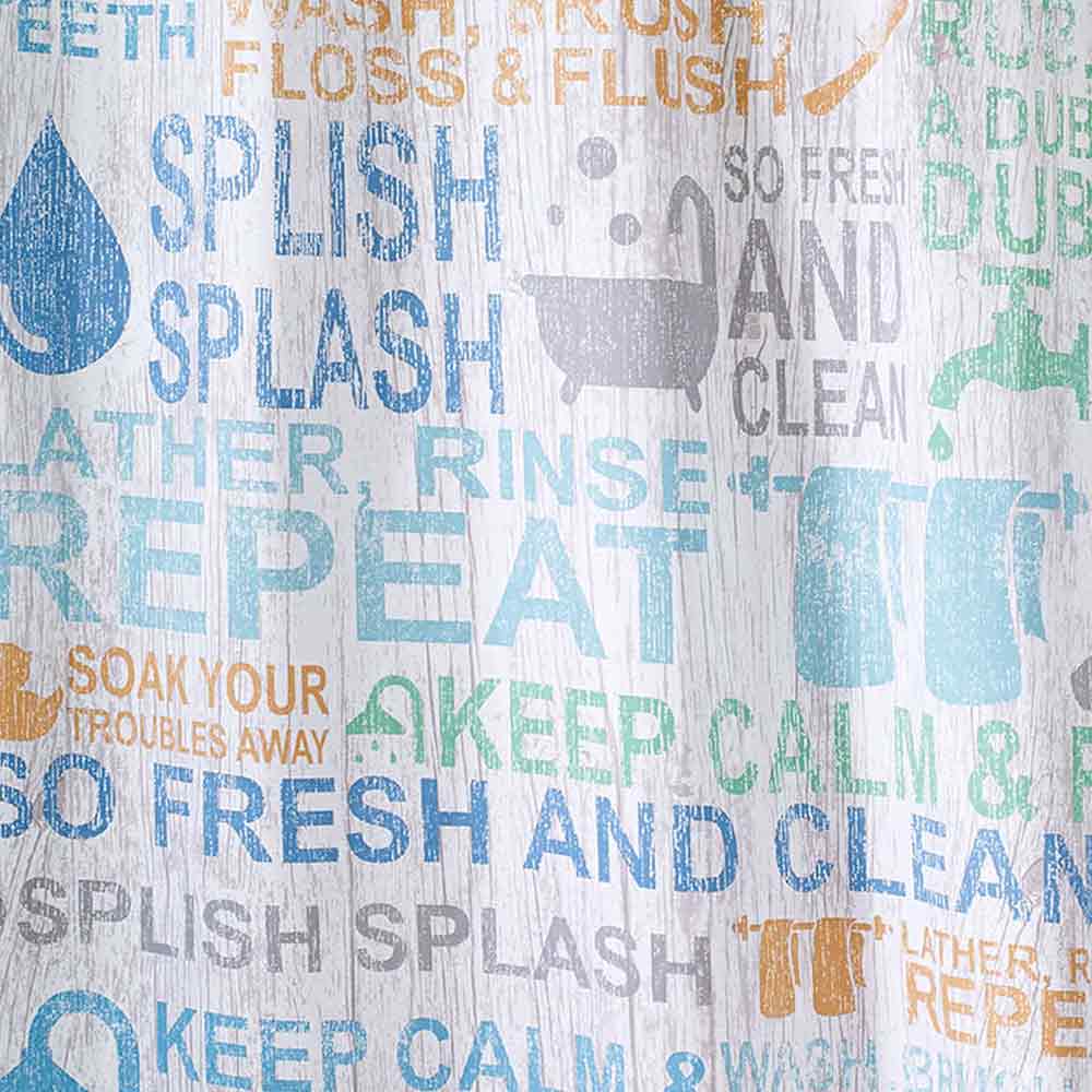 shower curtains with words on them