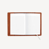 top view of The MERCER™ Refillable Journal - Small - Tan opened to show inside