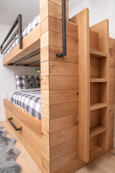 custom wood bunk bed with ladder