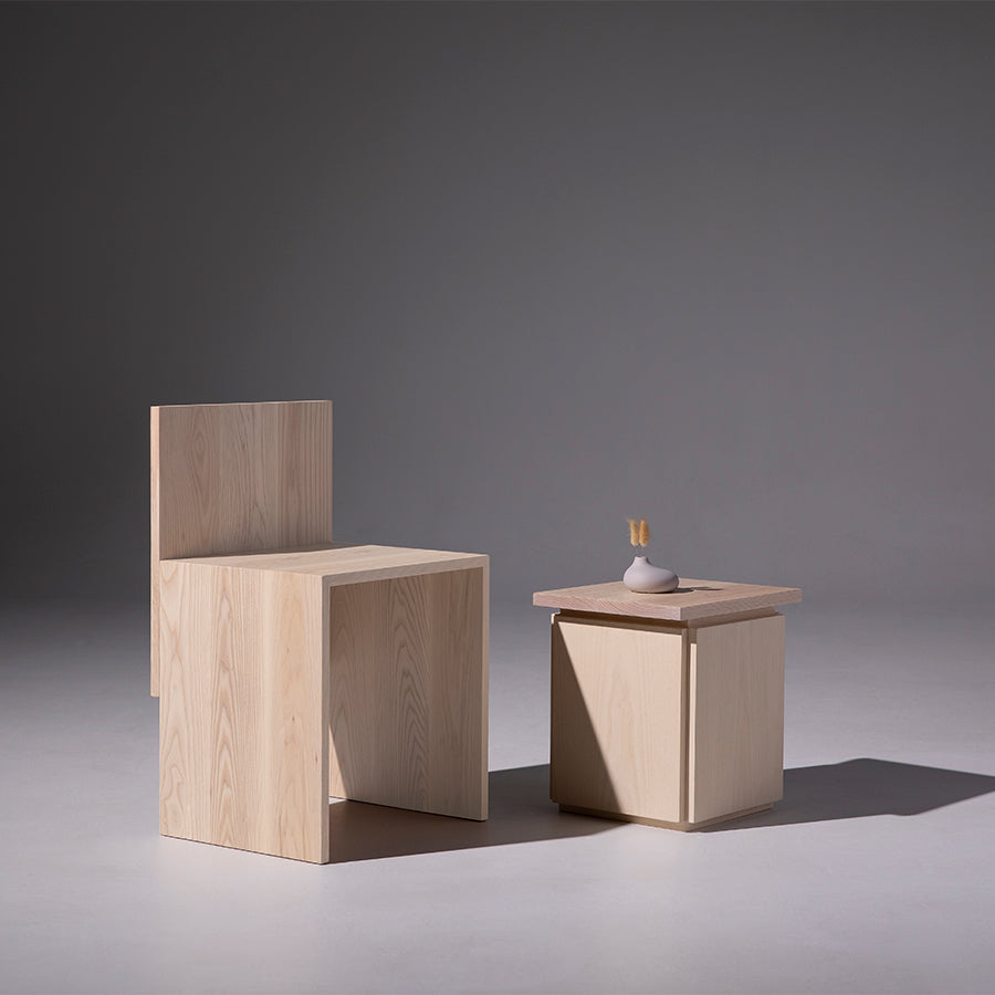 minimalist furniture - chair and side table