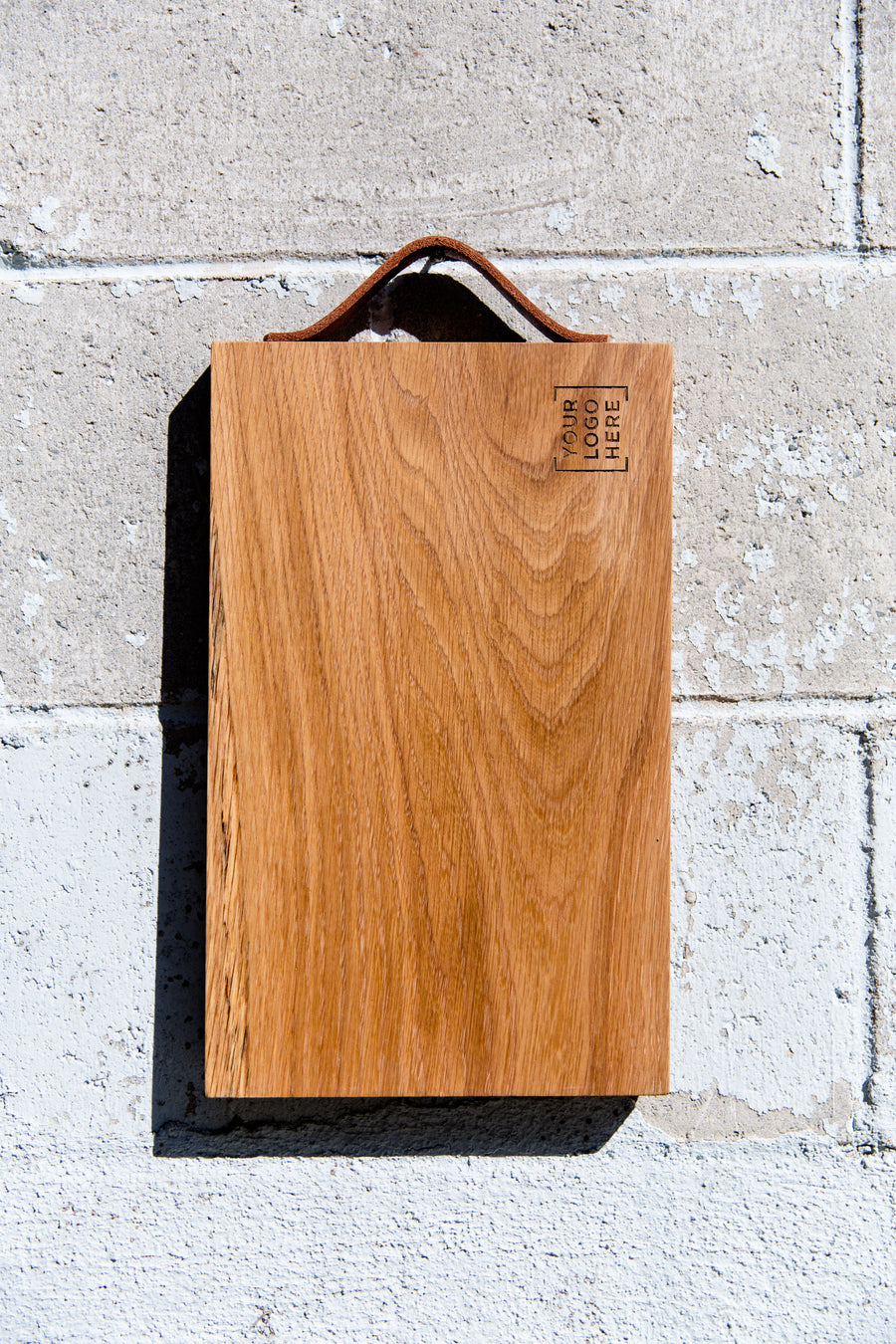 custom wood cutting board with leather handle