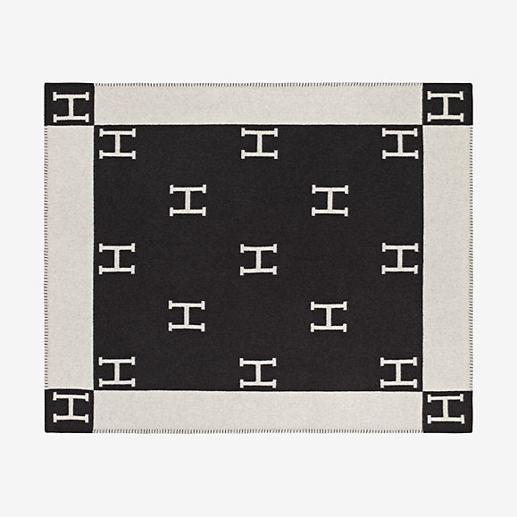 hermes black and white blanket