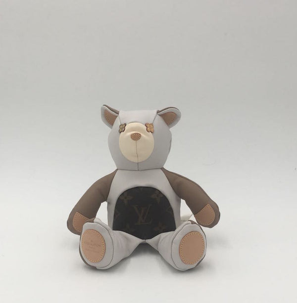 Little Luxuries Designs Teddy Bear Shaped Louis Vuitton Style Damier Keychain/Bag Charm (with Strap)