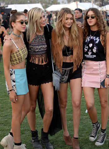 Gigi Hadid and friends showing off their festival look at Coachella