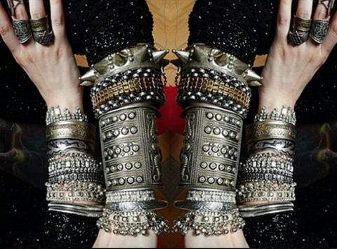 Stunning Afghan stacked boho bracelets in silver 