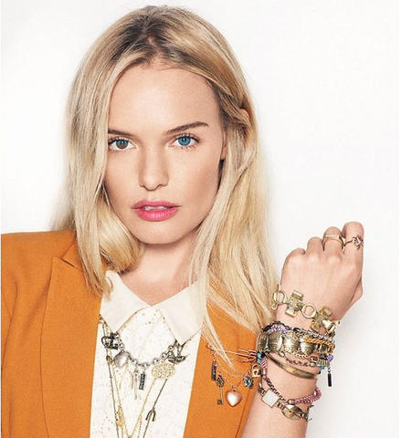 Kate Bosworth adds her own special pieces to her gorgeous bracelet stack. 
