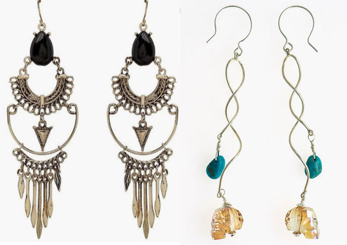 The new Bohemian urban boho earrings in sterling with rare turquoise and Swarovski crystal