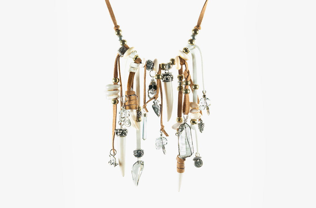 The ultimate boho statement necklace, dripping with sterling silver and Swarovski crystal is a showpiece to complete your French girl boho style