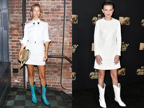 Boho cowboy boots are just so spunky gorgeous with demure white dresses