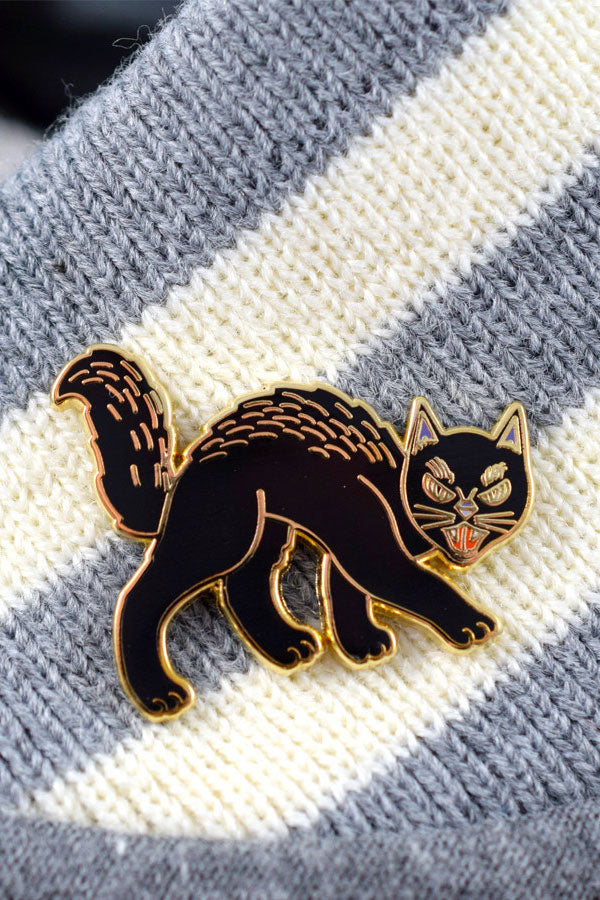 Retro Black Cat Enamel Pin
