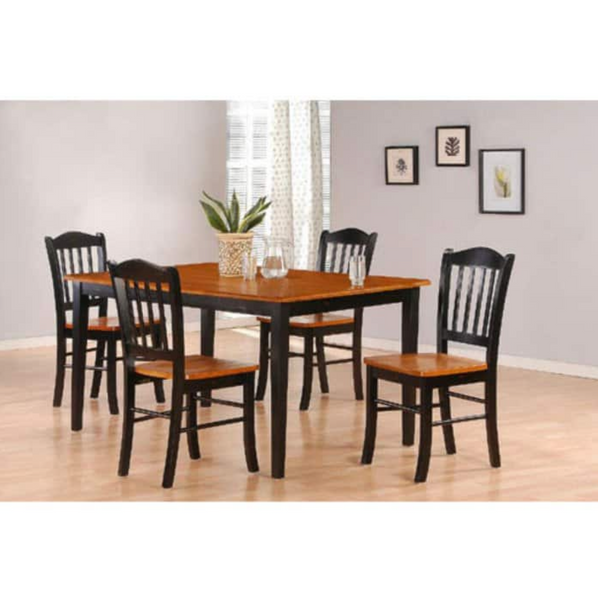 black and oak dining set