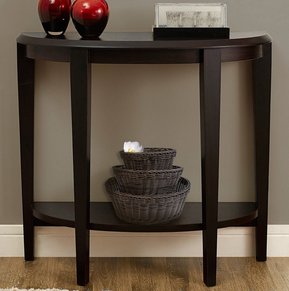 Half Circle Entry Table - White Taupe &amp; Cappuccino – Christian&#039;s Table