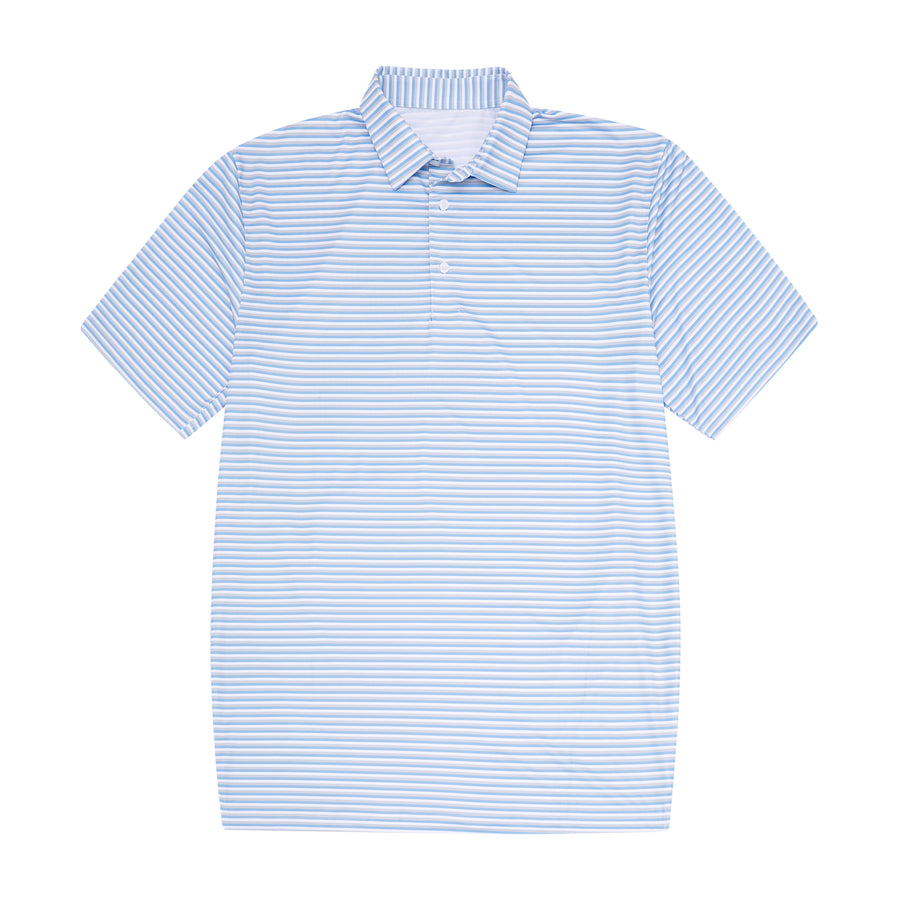 Light Blue, Grey & White Stripe Polo