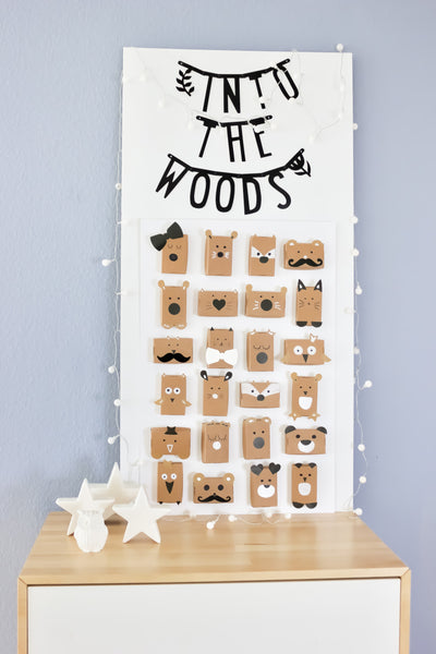 woodland paper animals for an advent calendar