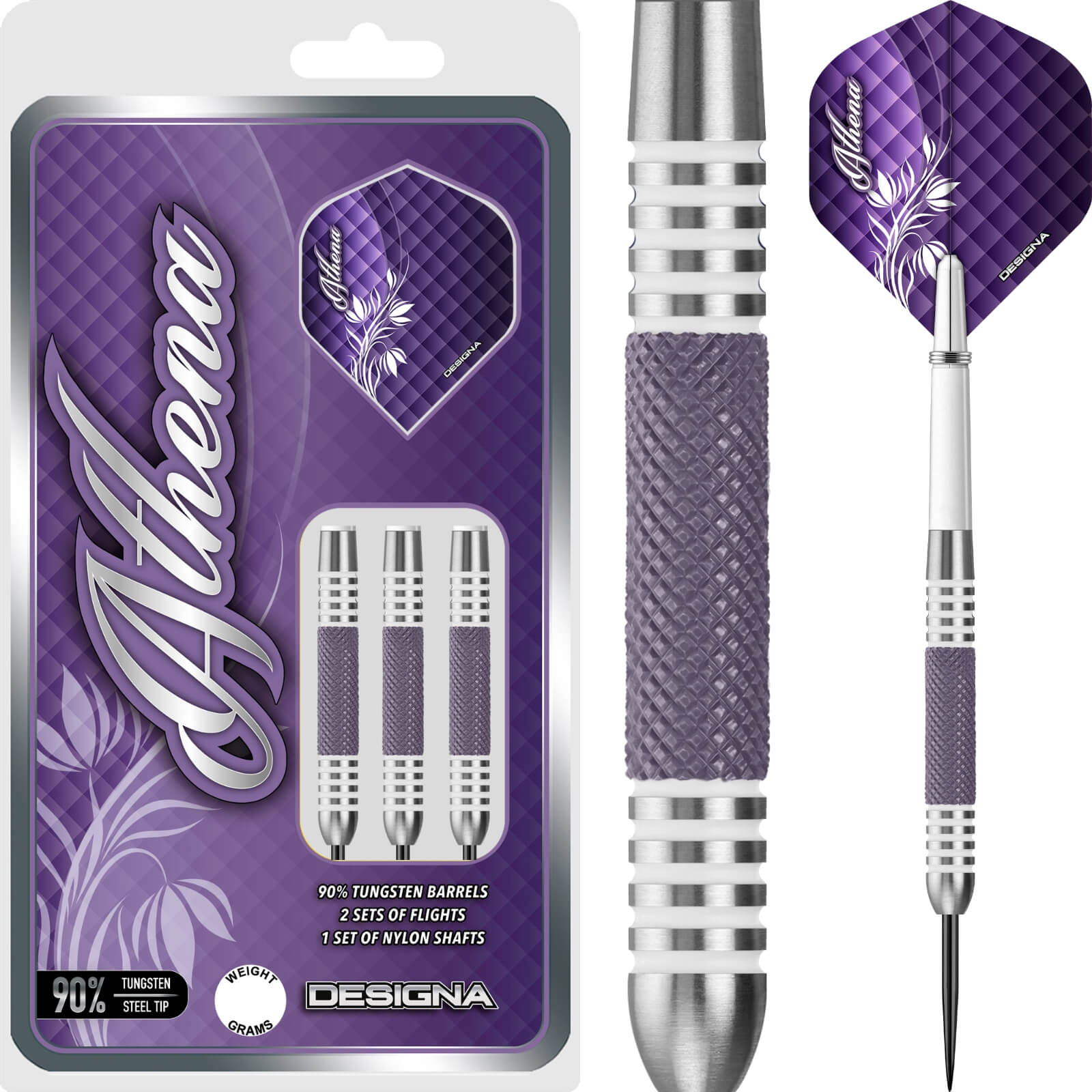 Darts - Designa - Athena V2 M1 Darts - Steel Tip - 90% Tungsten - 23g 25g 27g 