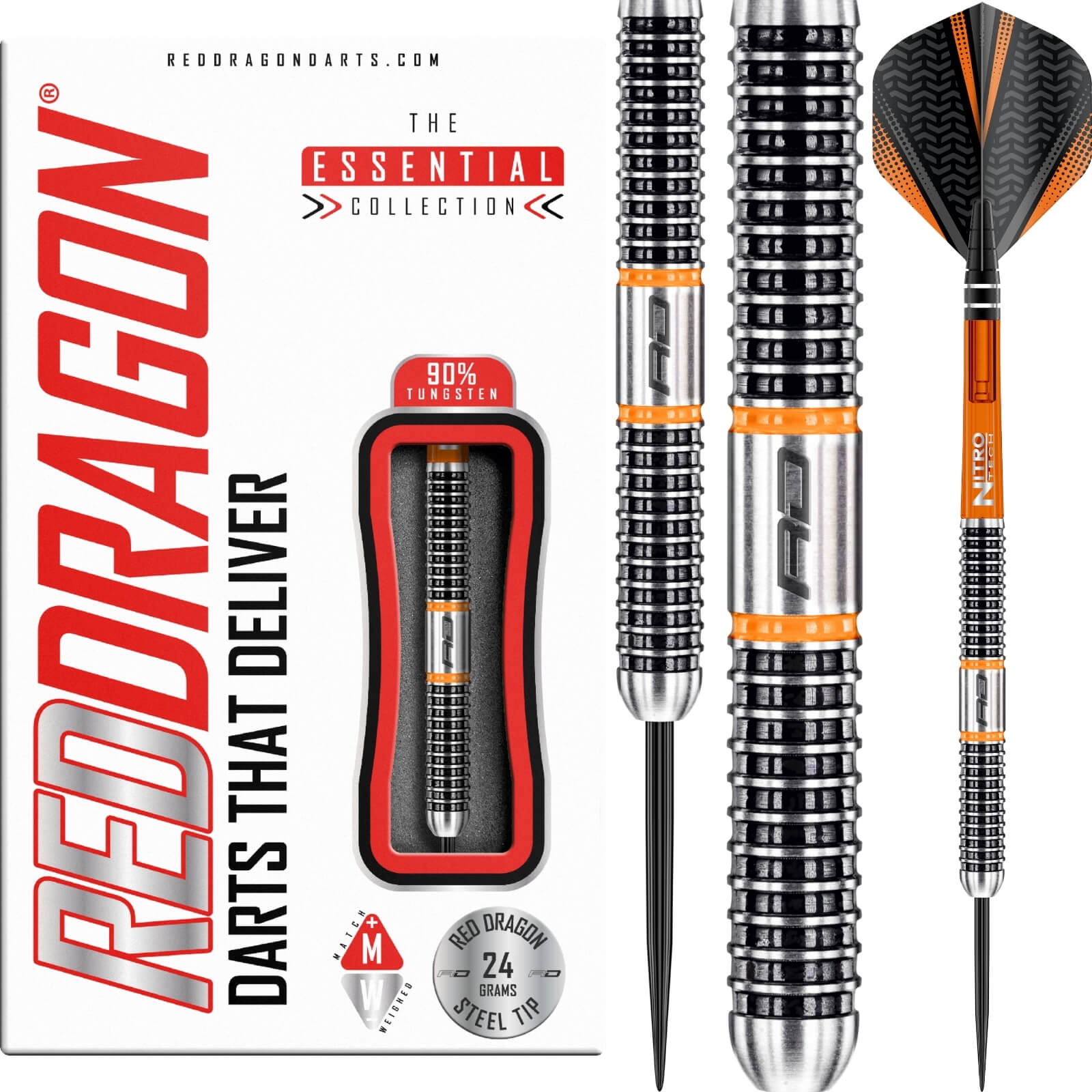 Darts - Red Dragon - Amberjack 18 Darts - Steel Tip - 90% Tungsten - 22g 24g 