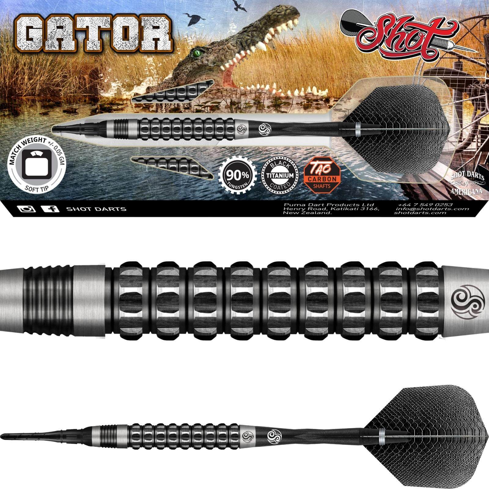 Darts - Shot - Americana Gator Darts - Soft Tip - 90% Tungsten - 18g 20g 