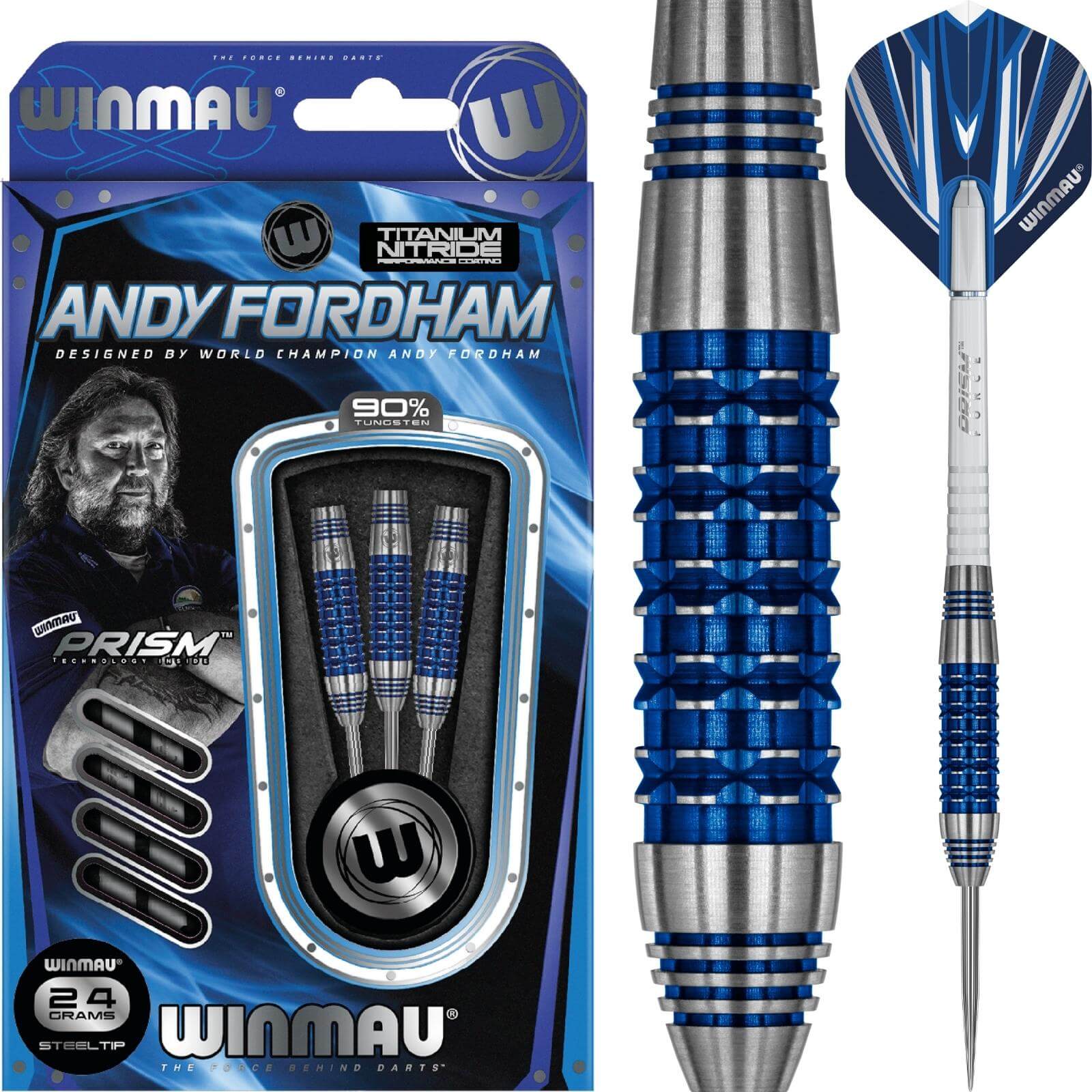 Darts - Winmau - Andy Fordham Darts - Steel Tip - 90% Tungsten - 24g 