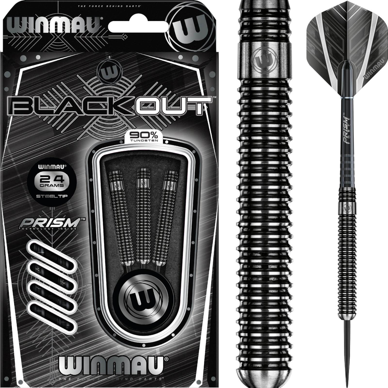 Darts - Winmau - Blackout Darts - Steel Tip - 90% Tungsten - 22g 24g 26g 