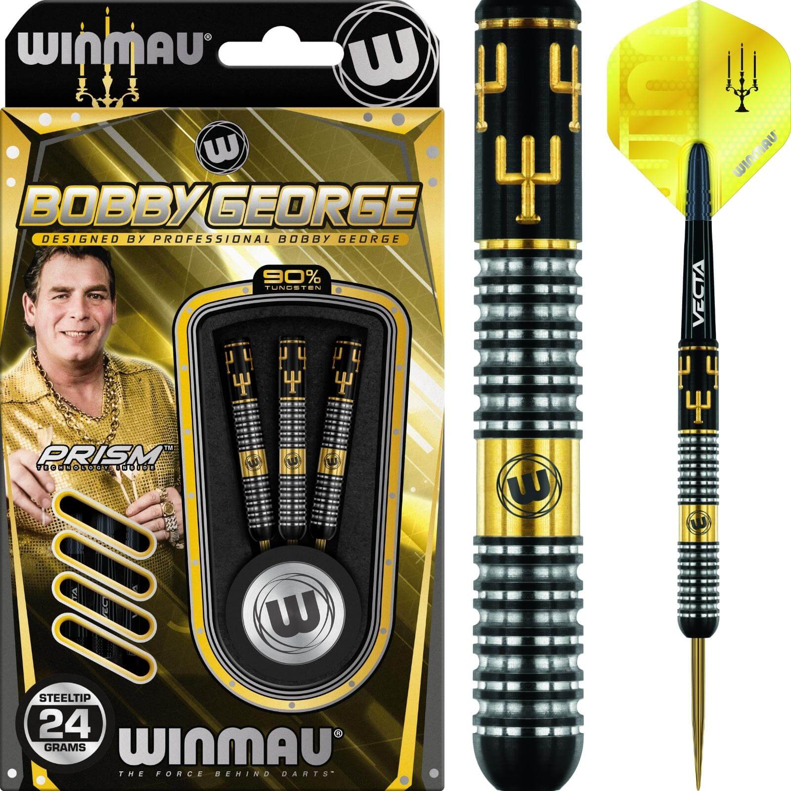 Darts - Winmau - Bobby George Darts - Steel Tip - 90% Tungsten - 24g 