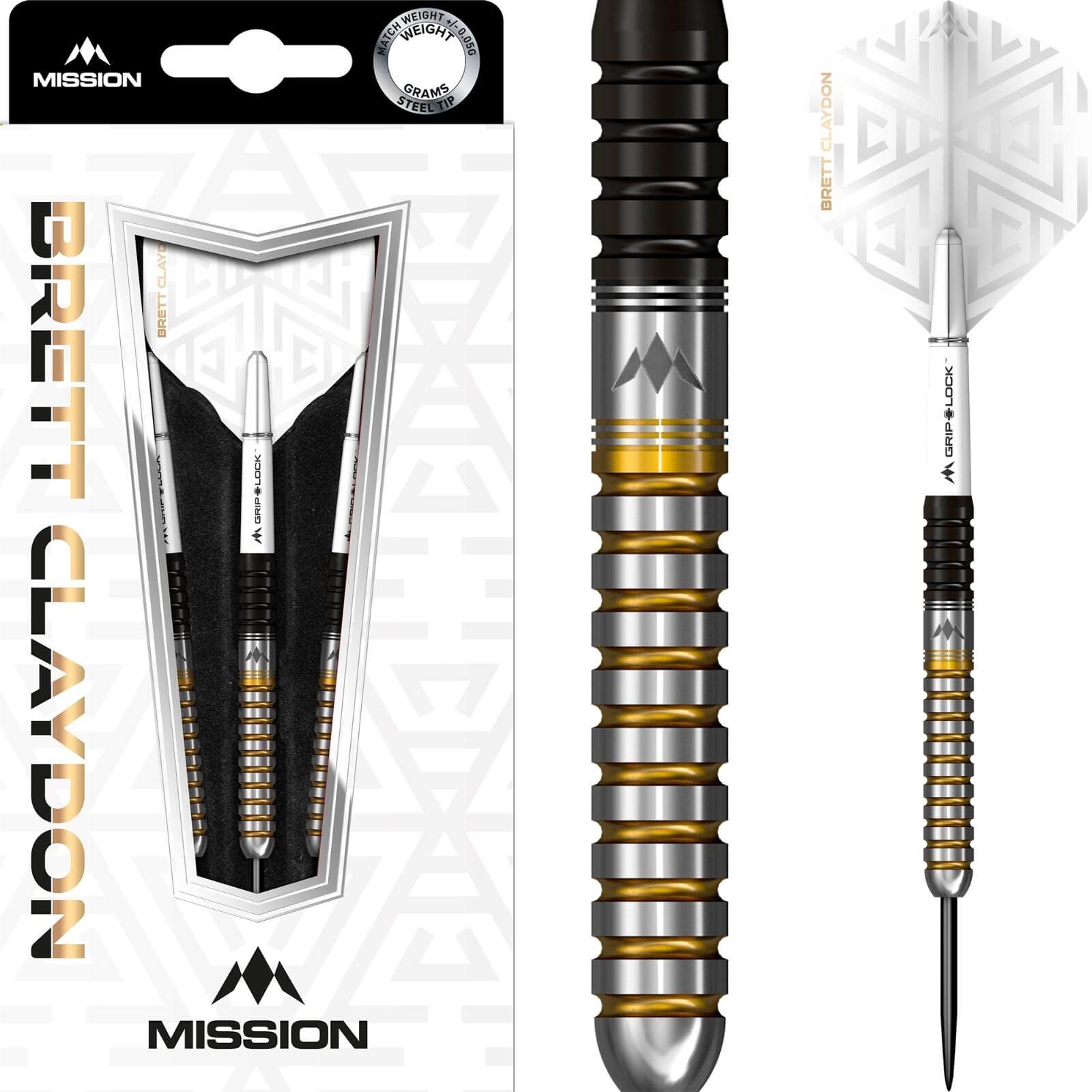 Darts - Mission - Brett Claydon Darts - Steel Tip - 90% Tungsten - 22g 24g 