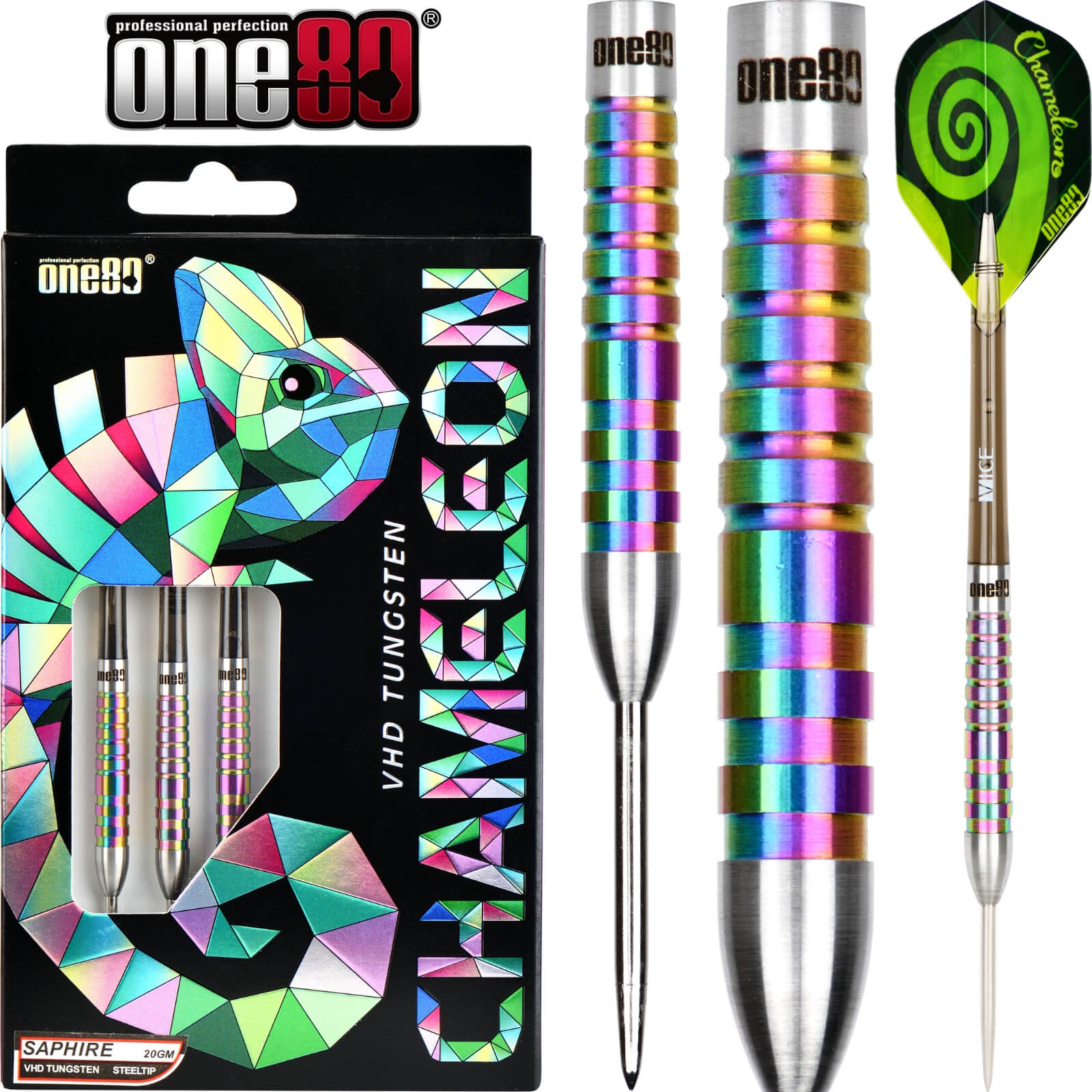 Darts - One80 - Chameleon Saphire Darts - Steel Tip - 90% Tungsten - 20g 22g 24g 